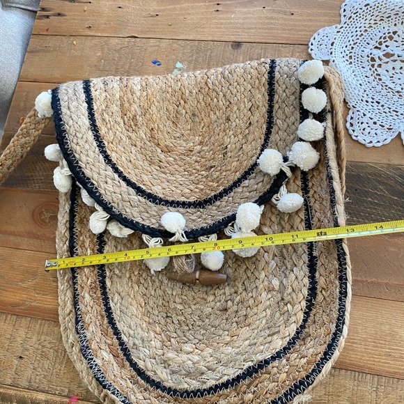 World Wide Lg Jute Satchel Crossbody Bag Bohemian - Picture 11 of 14